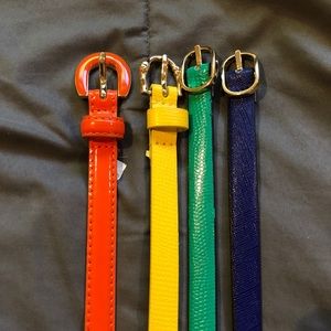 Colorful bundle 4 skinny belts (incl 2 reversible)